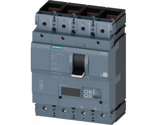 Siemens 3VA2450-7JQ42-0AA0 Автоматический выключатель 630A, 4 полюса, система защиты ETU560, LSIg, In=500A, защита от перегрузки Ir=200A...500A Siemens 3VA2450-7JQ42-0AA0 Автоматический выключатель 630A, 4 полюса, система защиты ETU560, LSIg, In=500A, защита от перегрузки Ir=200A...500A