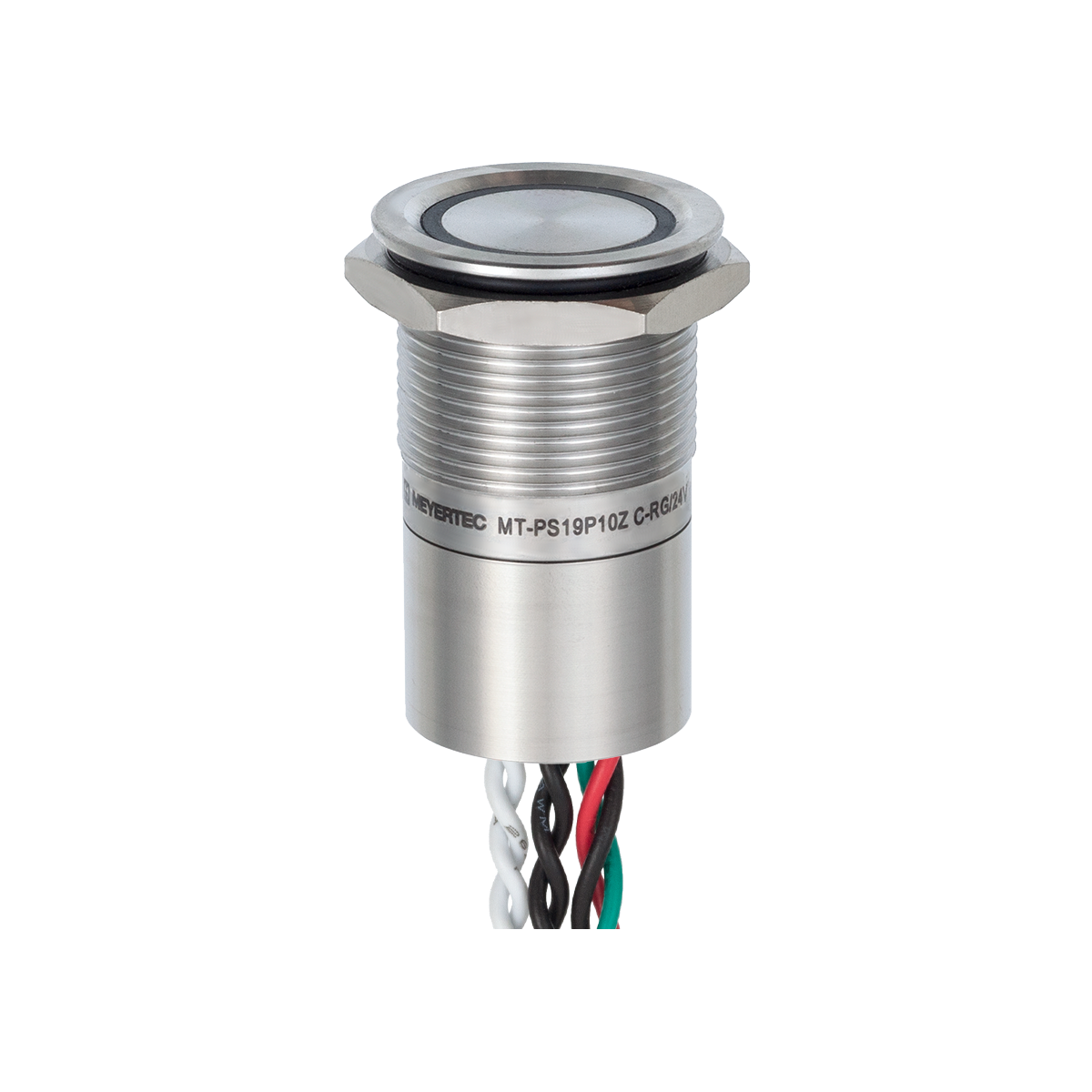 MT-PS19P10Z31RG Пьезокнопка, Ø19 мм, подсветка кольцом (красная/зеленая), 7-проводная (общий катод), NO, с фиксацией, 24В AC/DC, IP68 MT-PS19P10Z31RG Пьезокнопка, Ø19 мм, подсветка кольцом (красная/зеленая), 7-проводная (общий катод), NO, с фиксацией, 24В AC/DC, IP68