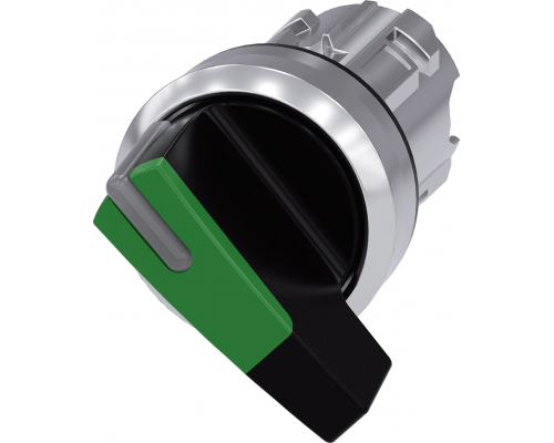 Siemens 3SU1052-2CC40-0AA0 Актуатор поворотного переключателя с подсветкой, 22мм, круглый, металл, рукоятка черная с зеленой вставкой, 2 положения Siemens 3SU1052-2CC40-0AA0 Актуатор поворотного переключателя с подсветкой, 22мм, круглый, металл, рукоятка черная с зеленой вставкой, 2 положения