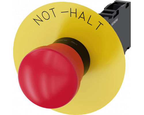 Siemens 3SU1100-1HA20-1FH0 Аварийная грибовидная кнопка, 22mm, пластик, красная, с фиксацией, 1NO+1NC, винтовые клеммы Siemens 3SU1100-1HA20-1FH0 Аварийная грибовидная кнопка, 22mm, пластик, красная, с фиксацией, 1NO+1NC, винтовые клеммы