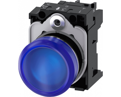 Siemens 3SU1152-6AA50-1AA0 Световой индикатор, 22mm, круглый, металлический, синий матовый рассеиватель Siemens 3SU1152-6AA50-1AA0 Световой индикатор, 22mm, круглый, металлический, синий матовый рассеиватель