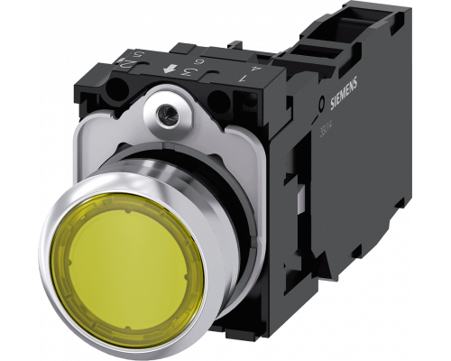 Siemens 3SU1156-0AB30-1FA0 Кнопка с подсветкой, 22mm, круглая, металлическая, желтая, 1NO+1NC Siemens 3SU1156-0AB30-1FA0 Кнопка с подсветкой, 22mm, круглая, металлическая, желтая, 1NO+1NC