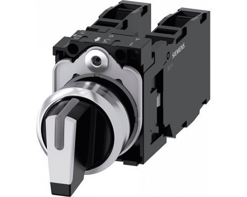 Siemens 3SU1150-2BM60-1LA0 Поворотный переключатель с подсветкой, 22мм, металлический, 3 положения Siemens 3SU1150-2BM60-1LA0 Поворотный переключатель с подсветкой, 22мм, металлический, 3 положения