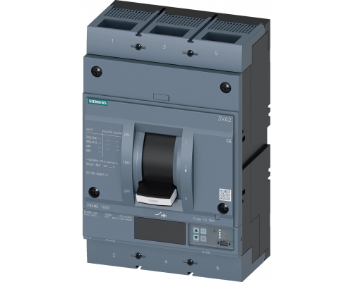 Siemens 3VA2510-5KQ32-0AA0 Автоматический выключатель, 1000 А, 415 В, переключающая способность 55 кА, защита от перегрузки 400-1000 А, защита от короткого замыкания 0.6-10x In Siemens 3VA2510-5KQ32-0AA0 Автоматический выключатель, 1000 А, 415 В, переключающая способность 55 кА, защита от перегрузки 400-1000 А, защита от короткого замыкания 0.6-10x In