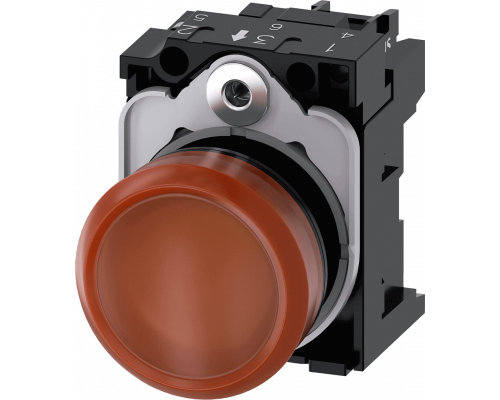 Siemens 3SU1103-6AA00-1AA0 Световой индикатор, 22mm, круглый, пластик, янтарный матовый рассеиватель, с держателем Siemens 3SU1103-6AA00-1AA0 Световой индикатор, 22mm, круглый, пластик, янтарный матовый рассеиватель, с держателем