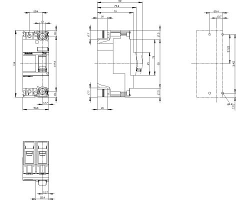 Siemens 3VA1112-4ED22-0AA0 Автоматический выключатель, номинальный ток 125 А, отключающая способность 36 кА, 2 полюса Siemens 3VA1112-4ED22-0AA0 Автоматический выключатель, номинальный ток 125 А, отключающая способность 36 кА, 2 полюса