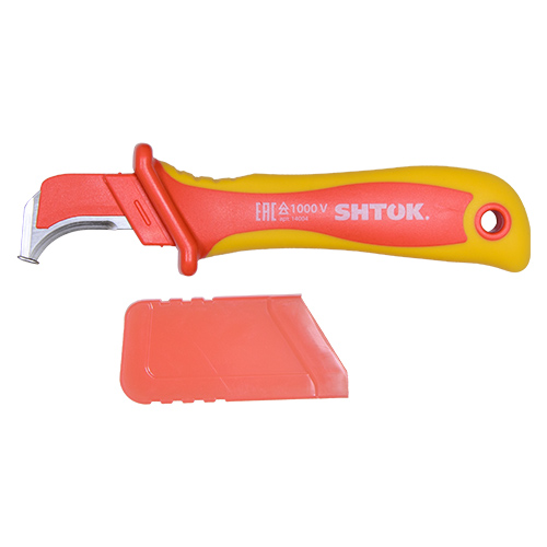 KEAZ Нож для снятия изоляции с пяткой и частично изолированным лезвием 1000В VDE, SHTOK. 14004 KEAZ Нож для снятия изоляции с пяткой и частично изолированным лезвием 1000В VDE, SHTOK. 14004