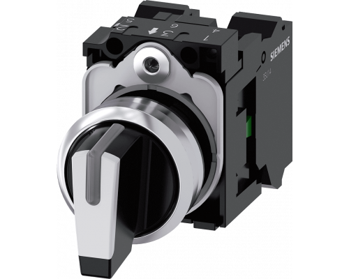 Siemens 3SU1150-2BM60-3NA0 Поворотный переключатель с подсветкой, 22мм, металлический, 3 положения Siemens 3SU1150-2BM60-3NA0 Поворотный переключатель с подсветкой, 22мм, металлический, 3 положения