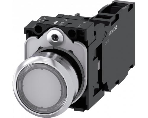 Siemens 3SU1156-0AB70-1FA0 Кнопка с подсветкой, 22mm, металлическая глянцевая, круглая, плоская, контакты мгновенного действия Siemens 3SU1156-0AB70-1FA0 Кнопка с подсветкой, 22mm, металлическая глянцевая, круглая, плоская, контакты мгновенного действия