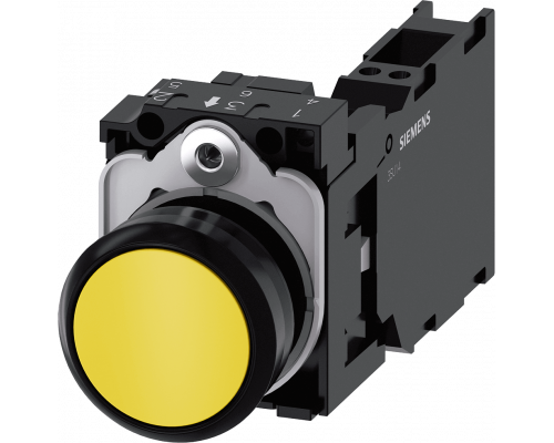 Siemens 3SU1100-0AB30-3FA0 Кнопка, 22mm, круглая, пластик, желтая, плоская, контакты мгновенного действия Siemens 3SU1100-0AB30-3FA0 Кнопка, 22mm, круглая, пластик, желтая, плоская, контакты мгновенного действия