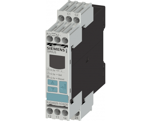 Siemens 3UG4625-1CW30 Электронное реле контроля тока с настройкой диапазона 0.03A - 40A, 22.5 мм, 2 CO контакта Siemens 3UG4625-1CW30 Электронное реле контроля тока с настройкой диапазона 0.03A - 40A, 22.5 мм, 2 CO контакта