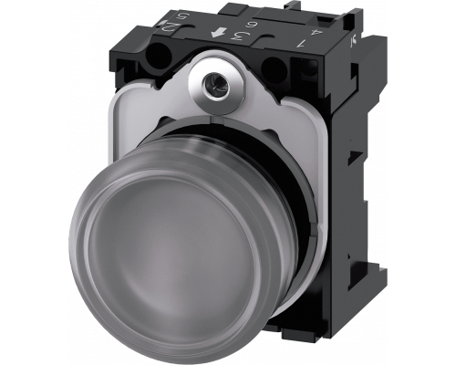 Siemens 3SU1102-6AA70-1AA0 Световой индикатор, 22mm, круглый, пластик, прозрачный матовый рассеиватель, с держателем Siemens 3SU1102-6AA70-1AA0 Световой индикатор, 22mm, круглый, пластик, прозрачный матовый рассеиватель, с держателем