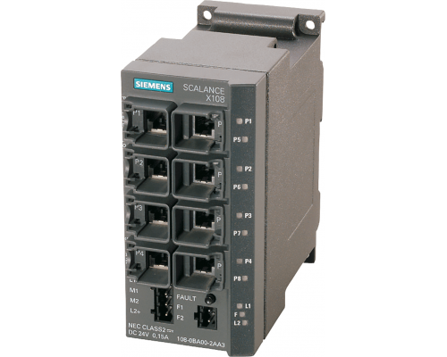 Siemens 6GK5108-0BA00-2AA3 Коммутатор неуправляемый SIMATIC NET, SCALANCE X108, 8 портов RJ45, с диагностикой и резервным питанием Siemens 6GK5108-0BA00-2AA3 Коммутатор неуправляемый SIMATIC NET, SCALANCE X108, 8 портов RJ45, с диагностикой и резервным питанием