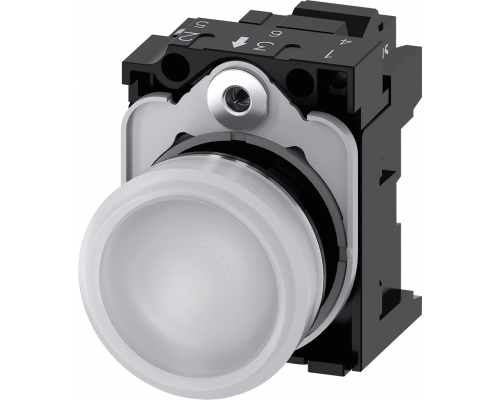 Siemens 3SU1156-6AA60-3AA0 Световой индикатор, 22mm, круглый, металлический, белый матовый рассеиватель, с держателем Siemens 3SU1156-6AA60-3AA0 Световой индикатор, 22mm, круглый, металлический, белый матовый рассеиватель, с держателем