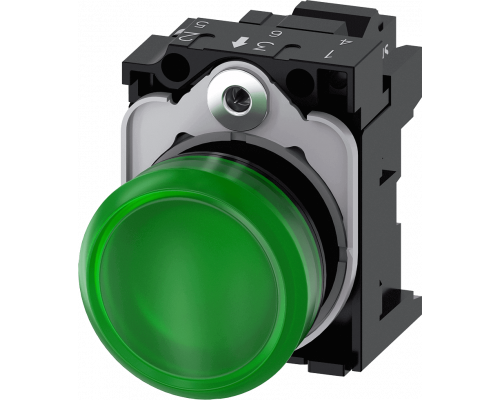 Siemens 3SU1102-6AA40-3AA0 Световой индикатор, 22mm, круглый, пластик, зеленый матовый рассеиватель, с держателем Siemens 3SU1102-6AA40-3AA0 Световой индикатор, 22mm, круглый, пластик, зеленый матовый рассеиватель, с держателем