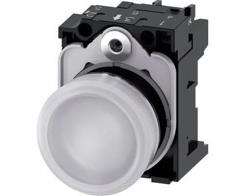 Siemens 3SU1153-6AA60-1AA0 Световой индикатор, 22mm, круглый, металлический, белый матовый рассеиватель, с держателем Siemens 3SU1153-6AA60-1AA0 Световой индикатор, 22mm, круглый, металлический, белый матовый рассеиватель, с держателем