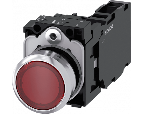 Siemens 3SU1156-0AB20-1FA0 Кнопка с подсветкой, 22mm, круглая, металлическая, красная, 1NO+1NC Siemens 3SU1156-0AB20-1FA0 Кнопка с подсветкой, 22mm, круглая, металлическая, красная, 1NO+1NC