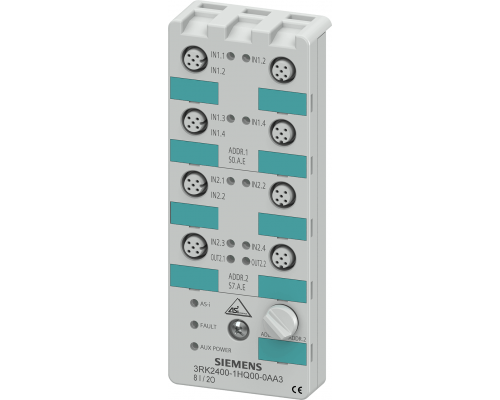 Siemens 3RK2400-1HQ00-0AA3 Модуль As-интерфейса k60 A/B-Slave, Цифровой, 8E/2A, IP67, 3x2E/2x1E/1A, DC 24V Siemens 3RK2400-1HQ00-0AA3 Модуль As-интерфейса k60 A/B-Slave, Цифровой, 8E/2A, IP67, 3x2E/2x1E/1A, DC 24V