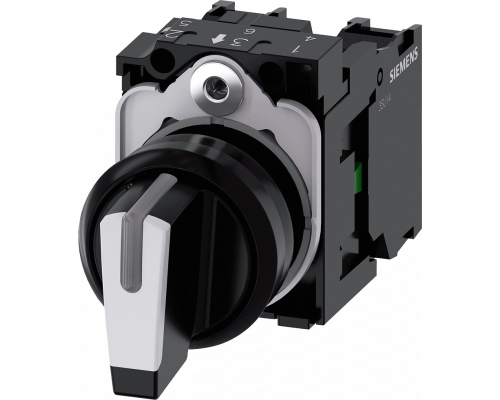 Siemens 3SU1100-2BL60-1NA0 Поворотный переключатель с подсветкой, 22мм, 3 положения, 1NO/1NO, винтовые клеммы Siemens 3SU1100-2BL60-1NA0 Поворотный переключатель с подсветкой, 22мм, 3 положения, 1NO/1NO, винтовые клеммы