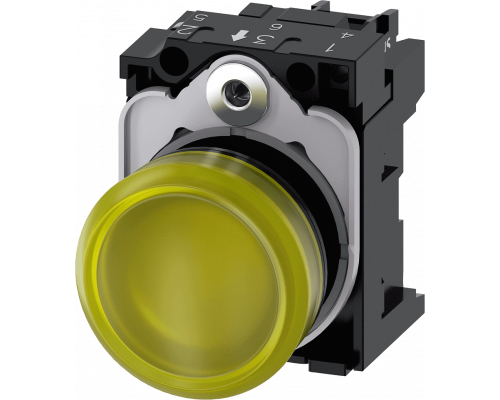Siemens 3SU1103-6AA30-1AA0 Световой индикатор, 22mm, круглый, пластик, желтый матовый рассеиватель, с держателем Siemens 3SU1103-6AA30-1AA0 Световой индикатор, 22mm, круглый, пластик, желтый матовый рассеиватель, с держателем