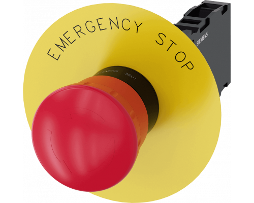 Siemens 3SU1100-1HB20-1FG0 Аварийная грибовидная кнопка, 22mm, пластик, красная, с фиксацией, 1NO+1NC, винтовые клеммы Siemens 3SU1100-1HB20-1FG0 Аварийная грибовидная кнопка, 22mm, пластик, красная, с фиксацией, 1NO+1NC, винтовые клеммы