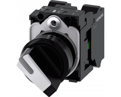 Siemens 3SU1100-2BF60-3MA0 Поворотный переключатель с подсветкой, 22мм, 2 положения, 1NO/1NC, пластик Siemens 3SU1100-2BF60-3MA0 Поворотный переключатель с подсветкой, 22мм, 2 положения, 1NO/1NC, пластик