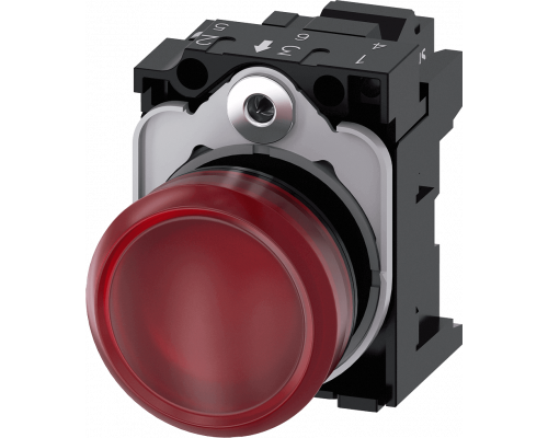 Siemens 3SU1103-6AA20-3AA0 Световой индикатор, 22mm, круглый, пластик, красный матовый рассеиватель, с держателем Siemens 3SU1103-6AA20-3AA0 Световой индикатор, 22mm, круглый, пластик, красный матовый рассеиватель, с держателем