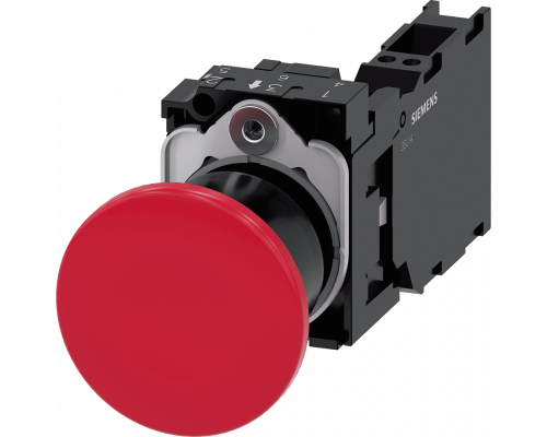 Siemens 3SU1100-1BA20-3FA0 Грибовидная кнопка, 22mm, круглая, пластик, красная, с фиксацией, 1NO+1NC Siemens 3SU1100-1BA20-3FA0 Грибовидная кнопка, 22mm, круглая, пластик, красная, с фиксацией, 1NO+1NC