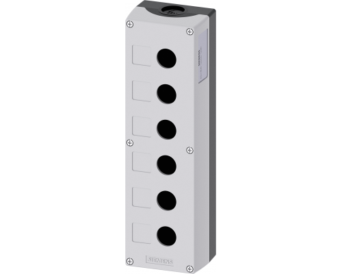 Siemens 3SU1806-0AA00-0AB1 Пустой корпус для поста управления с 6 командными точками (пластик, серая крышка) Siemens 3SU1806-0AA00-0AB1 Пустой корпус для поста управления с 6 командными точками (пластик, серая крышка)