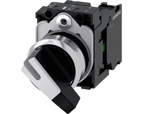 Siemens 3SU1150-2CF60-1BA0 Поворотный переключатель, 22 мм, круглый, металл, глянцевый, белый, 2 положения Siemens 3SU1150-2CF60-1BA0 Поворотный переключатель, 22 мм, круглый, металл, глянцевый, белый, 2 положения