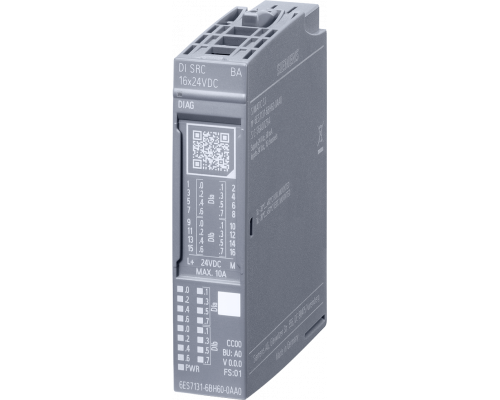 Siemens 6ES7131-6BH60-0AA0 Модуль ввода SIMATIC ET 200SP, 16 каналов, 24 В DC, тип сигнала 1 (IEC 61131) Siemens 6ES7131-6BH60-0AA0 Модуль ввода SIMATIC ET 200SP, 16 каналов, 24 В DC, тип сигнала 1 (IEC 61131)