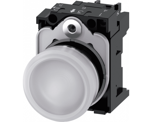 Siemens 3SU1152-6AA60-1AA0 Световой индикатор, 22mm, круглый, металлический, белый матовый рассеиватель Siemens 3SU1152-6AA60-1AA0 Световой индикатор, 22mm, круглый, металлический, белый матовый рассеиватель