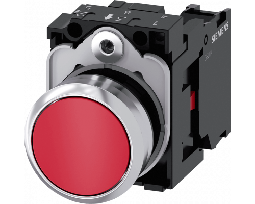 Siemens 3SU1150-0AB20-1CA0 Кнопка, 22mm, круглая, металлическая, красная, с держателем, 1nc Siemens 3SU1150-0AB20-1CA0 Кнопка, 22mm, круглая, металлическая, красная, с держателем, 1nc