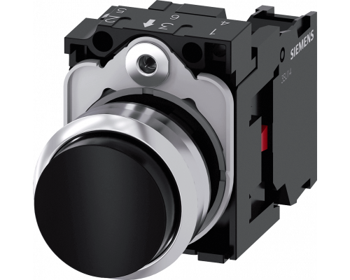 Siemens 3SU1150-0BB10-1CA0 Кнопка, 22mm, круглая, металлическая, чёрная, с держателем, 1nc, винтовые клеммы Siemens 3SU1150-0BB10-1CA0 Кнопка, 22mm, круглая, металлическая, чёрная, с держателем, 1nc, винтовые клеммы