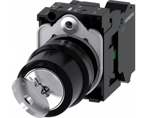 Siemens 3SU1100-4BF11-3BA0 Поворотный переключатель с ключом, 22мм, пластик, 2 коммутационных положения, 2 ключа Siemens 3SU1100-4BF11-3BA0 Поворотный переключатель с ключом, 22мм, пластик, 2 коммутационных положения, 2 ключа