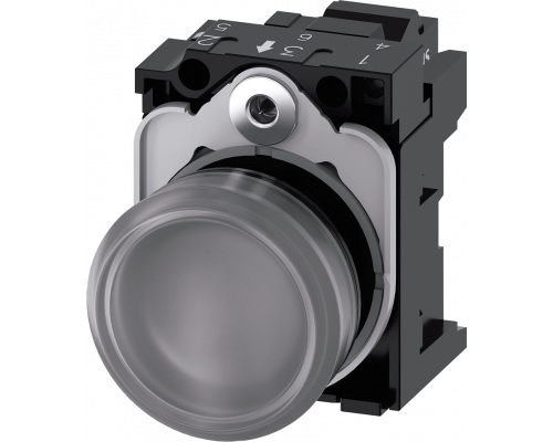 Siemens 3SU1102-6AA70-3AA0 Световой индикатор, 22mm, круглый, пластик, прозрачный матовый рассеиватель, с держателем Siemens 3SU1102-6AA70-3AA0 Световой индикатор, 22mm, круглый, пластик, прозрачный матовый рассеиватель, с держателем