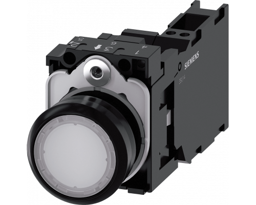 Siemens 3SU1103-0AB60-3FA0 Кнопка с подсветкой, 22mm, круглая, пластик, белая, плоская, 1NO+1NC Siemens 3SU1103-0AB60-3FA0 Кнопка с подсветкой, 22mm, круглая, пластик, белая, плоская, 1NO+1NC