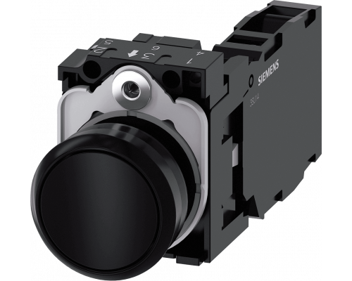 Siemens 3SU1100-0AB10-1FA0 Кнопка, 22 мм, круглая, пластик, чёрная, плоская, контакты мгновенного действия Siemens 3SU1100-0AB10-1FA0 Кнопка, 22 мм, круглая, пластик, чёрная, плоская, контакты мгновенного действия