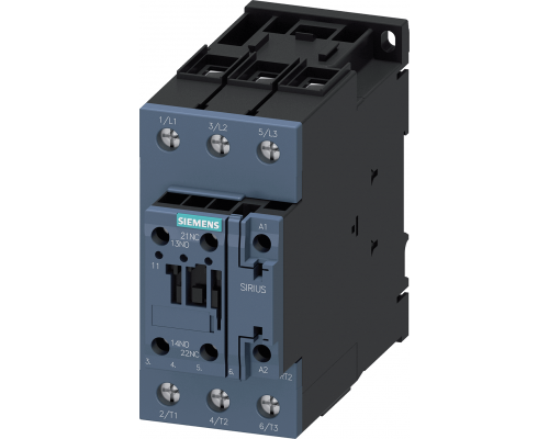 Siemens 3RT2038-1NB30-0CC0 Контактор, 3-позиционный, 37 кВт, для работы в цепях переменного тока 400 В, с блоком контактов 1но+1нз Siemens 3RT2038-1NB30-0CC0 Контактор, 3-позиционный, 37 кВт, для работы в цепях переменного тока 400 В, с блоком контактов 1но+1нз
