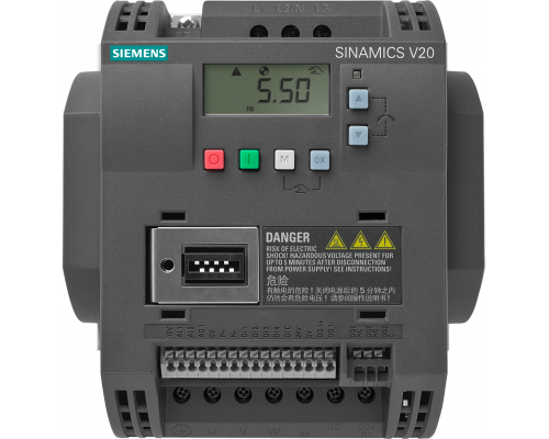 Siemens 6SL3210-5BE15-5UV1 Привод SINAMICS V20, 0,55 кВт, 380-480 В, с встроенной тормозной установкой Siemens 6SL3210-5BE15-5UV1 Привод SINAMICS V20, 0,55 кВт, 380-480 В, с встроенной тормозной установкой