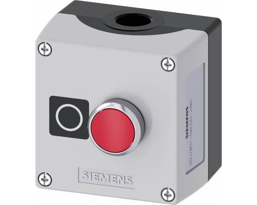 Siemens 3SU1851-0AC00-2AB1 Пост управления, 22mm, с круглым вырезом, металл, серая крышка, 1 точка управления, кнопка красная, винтовые клеммы Siemens 3SU1851-0AC00-2AB1 Пост управления, 22mm, с круглым вырезом, металл, серая крышка, 1 точка управления, кнопка красная, винтовые клеммы