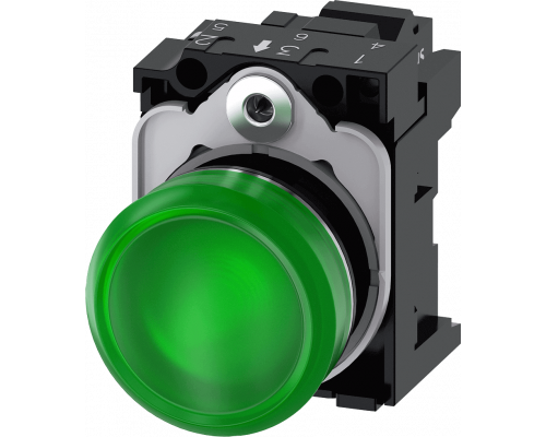Siemens 3SU1152-6AA40-3AA0 Световой индикатор, 22mm, круглый, металлический, зеленый рассеиватель, с держателем Siemens 3SU1152-6AA40-3AA0 Световой индикатор, 22mm, круглый, металлический, зеленый рассеиватель, с держателем