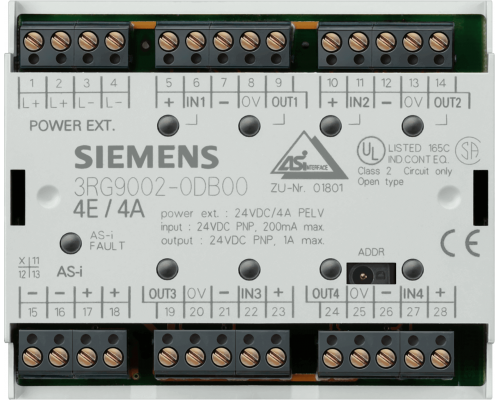 Siemens 3RG9004-0DA00 Прикладной модуль As-интерфейс f90 4i/40, 4 входа/выхода, IP20, 24V Siemens 3RG9004-0DA00 Прикладной модуль As-интерфейс f90 4i/40, 4 входа/выхода, IP20, 24V