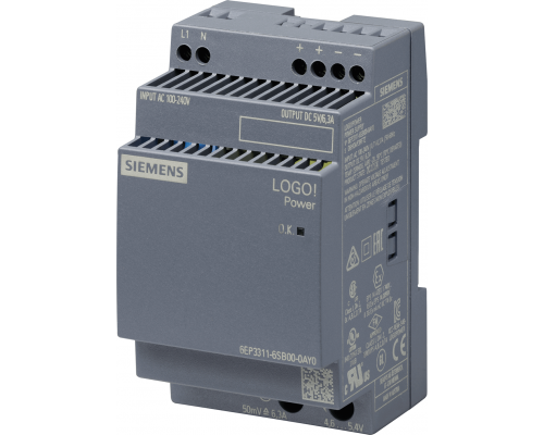 Siemens 6EP3311-6SB00-0AY0 Стабилизированный блок питания 5 В / 6.3 А, вход 100-240 В, Logo!power Siemens 6EP3311-6SB00-0AY0 Стабилизированный блок питания 5 В / 6.3 А, вход 100-240 В, Logo!power