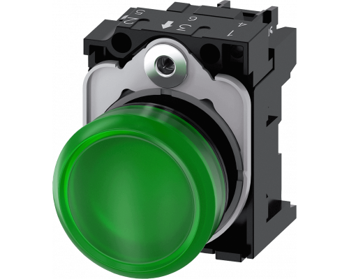 Siemens 3SU1106-6AA40-1AA0 Световой индикатор, 22mm, круглый, пластик, зеленый матовый рассеиватель, с держателем Siemens 3SU1106-6AA40-1AA0 Световой индикатор, 22mm, круглый, пластик, зеленый матовый рассеиватель, с держателем