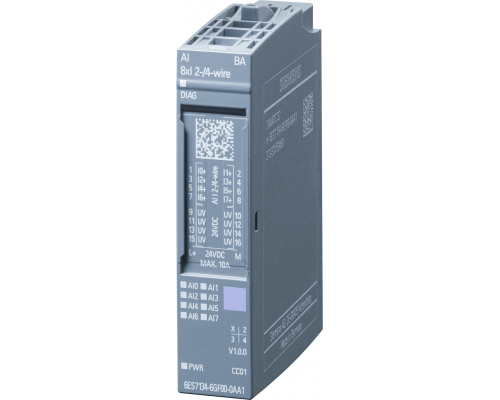 Siemens 6ES7134-6GF00-0AA1 Модуль аналогового ввода Simatic ET 200SP, AI 8XI 2/4-wire Basic, 16 бит Siemens 6ES7134-6GF00-0AA1 Модуль аналогового ввода Simatic ET 200SP, AI 8XI 2/4-wire Basic, 16 бит