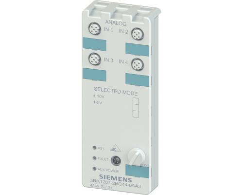 Siemens 3RK1207-2BQ44-0AA3 Модуль as-i k60, аналоговый, 4 авх, IP67, 4 входа, питание +/- 10 В, разъемы M12 Siemens 3RK1207-2BQ44-0AA3 Модуль as-i k60, аналоговый, 4 авх, IP67, 4 входа, питание +/- 10 В, разъемы M12