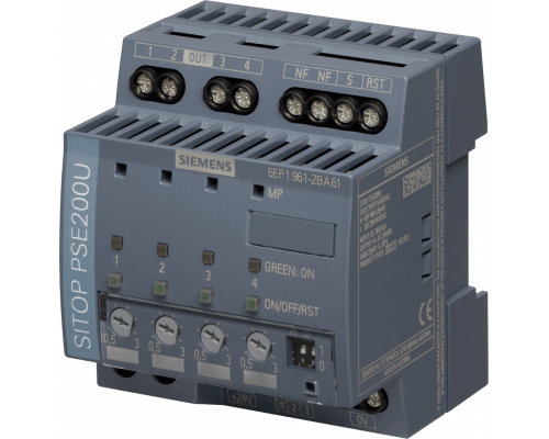 Siemens 6EP1961-2BA61 Модуль селективности 4х-канальный, вход 24В, выход 24В/3А на канал, ток 0,5-3А Siemens 6EP1961-2BA61 Модуль селективности 4х-канальный, вход 24В, выход 24В/3А на канал, ток 0,5-3А