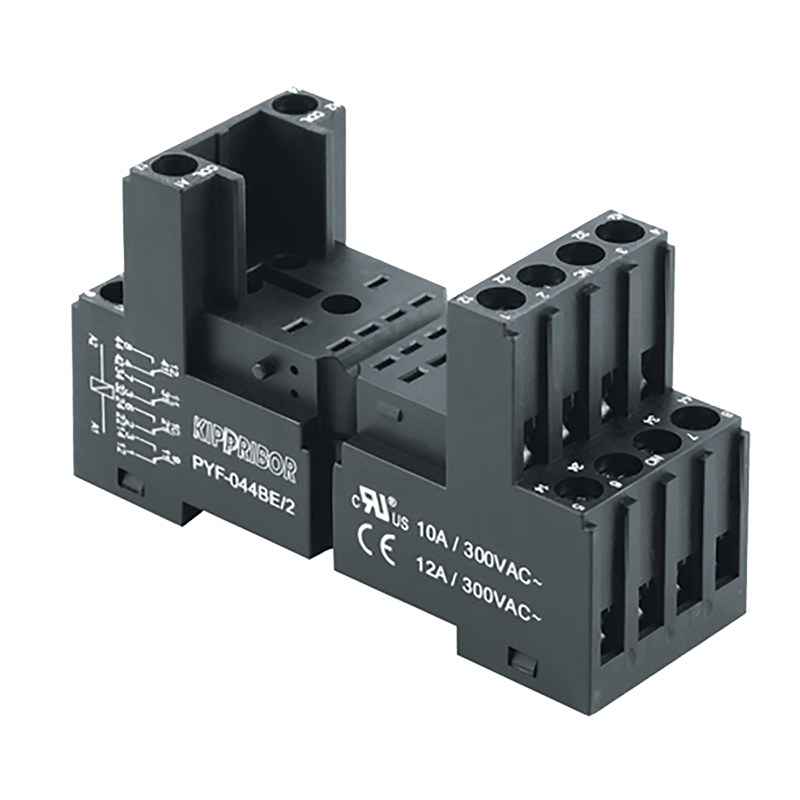 PYF-044BE/2 2-ярусная колодка с винтовыми клеммами для 4-конт. реле серии RP, черная PYF-044BE/2 2-ярусная колодка с винтовыми клеммами для 4-конт. реле серии RP, черная