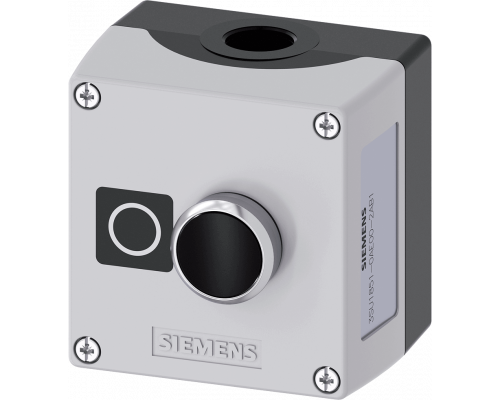 Siemens 3SU1851-0AE00-2AB1 Пост управления, 22mm, с круглым вырезом, металл, серая крышка, 1 точка управления, кнопка чёрная Siemens 3SU1851-0AE00-2AB1 Пост управления, 22mm, с круглым вырезом, металл, серая крышка, 1 точка управления, кнопка чёрная